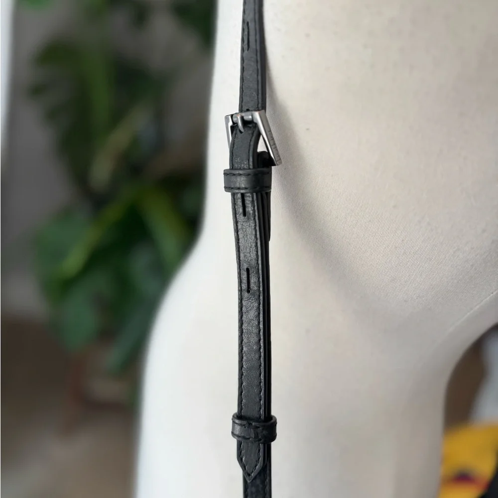 Botkier Black Leather Crossbody Bag with Studded‎ Detail & Adjustable Strap